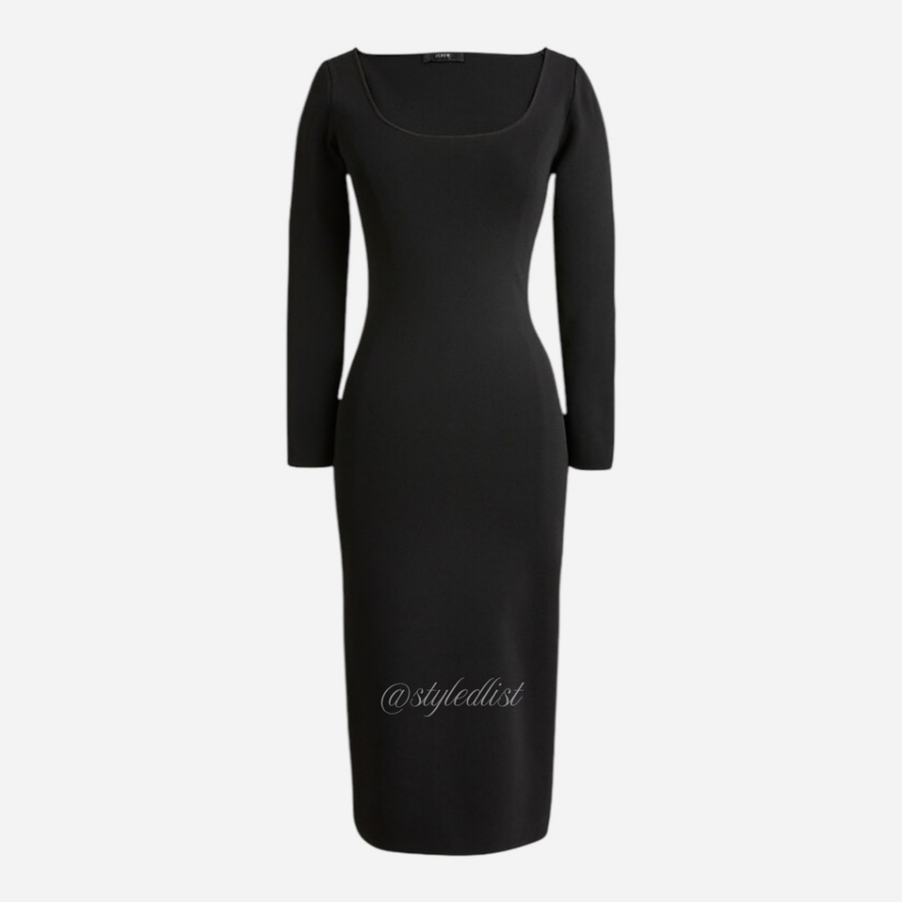 J.Crew Scoopneck Midi Dress Black XS NWT